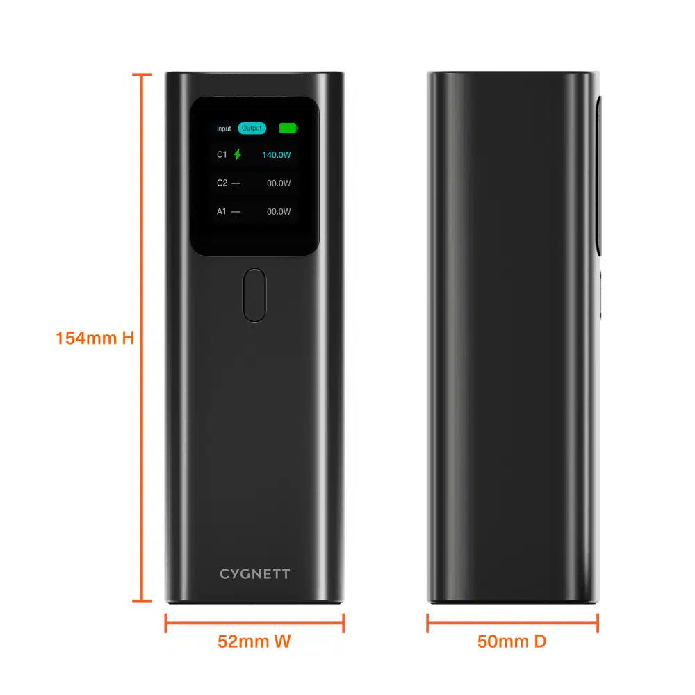 Cygnett Voyager HighPWR PD 3.1 148W 27000 (27K) Laptop Power Bank with Case - Black